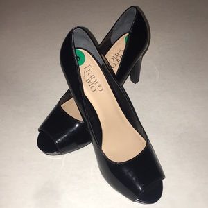 Franco Sarto - Open Toe Black Leather Pump